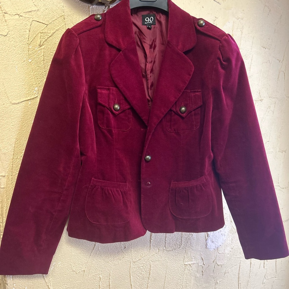 Ninety Burgundy Velvet Jacket